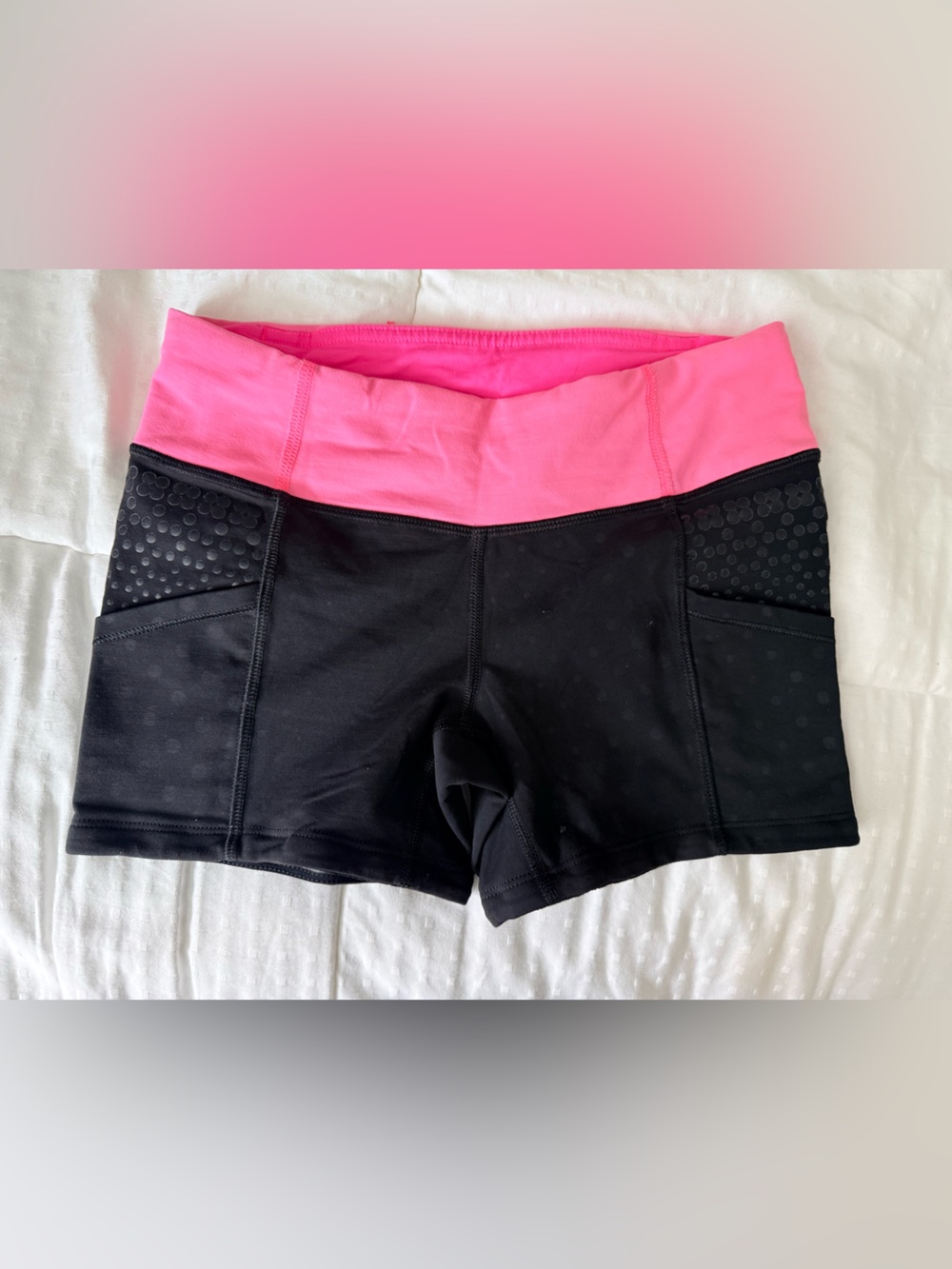 lululemon athletica Black Bike Shorts with Pink Waistband